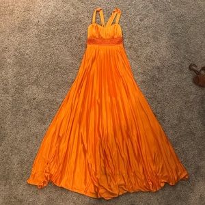 Orange Long Flowy Dress w/ Beads